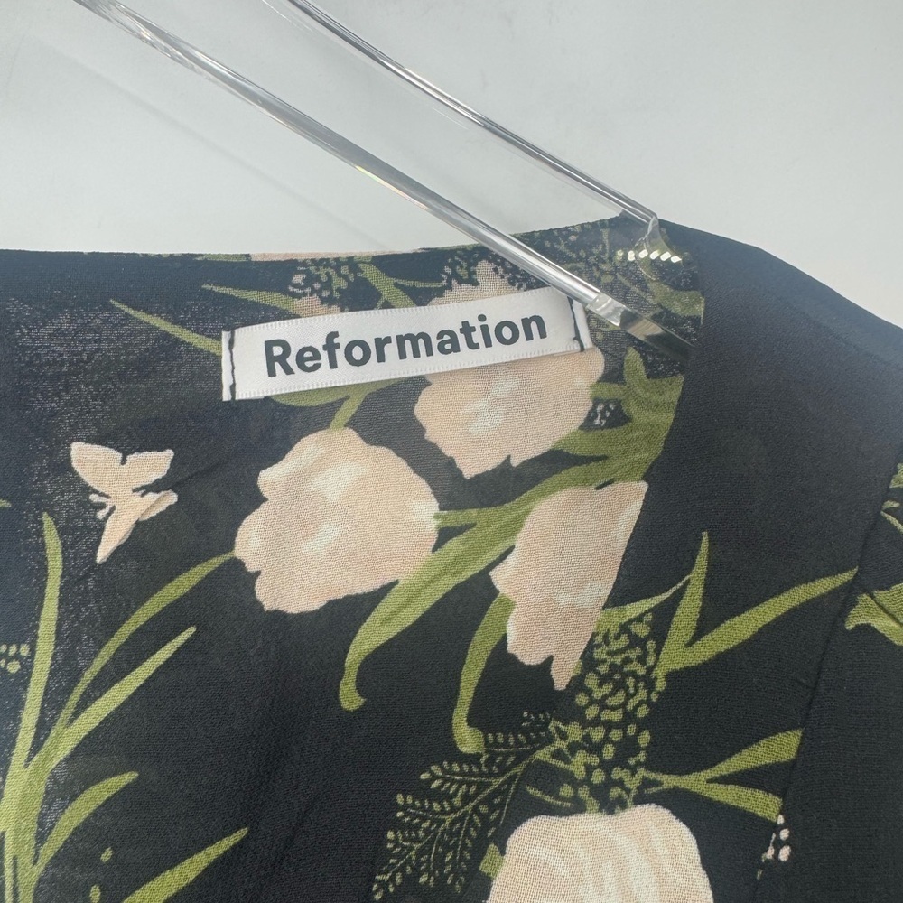 NEW Reformation Wilder Floral Long Sleeve Minidress Size 2 B729 - Picture 8 of 9